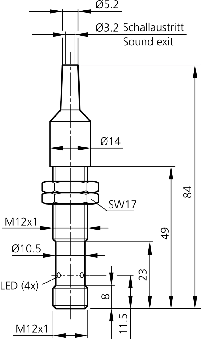 漫反射/镜反射超声波传感器 US-M12