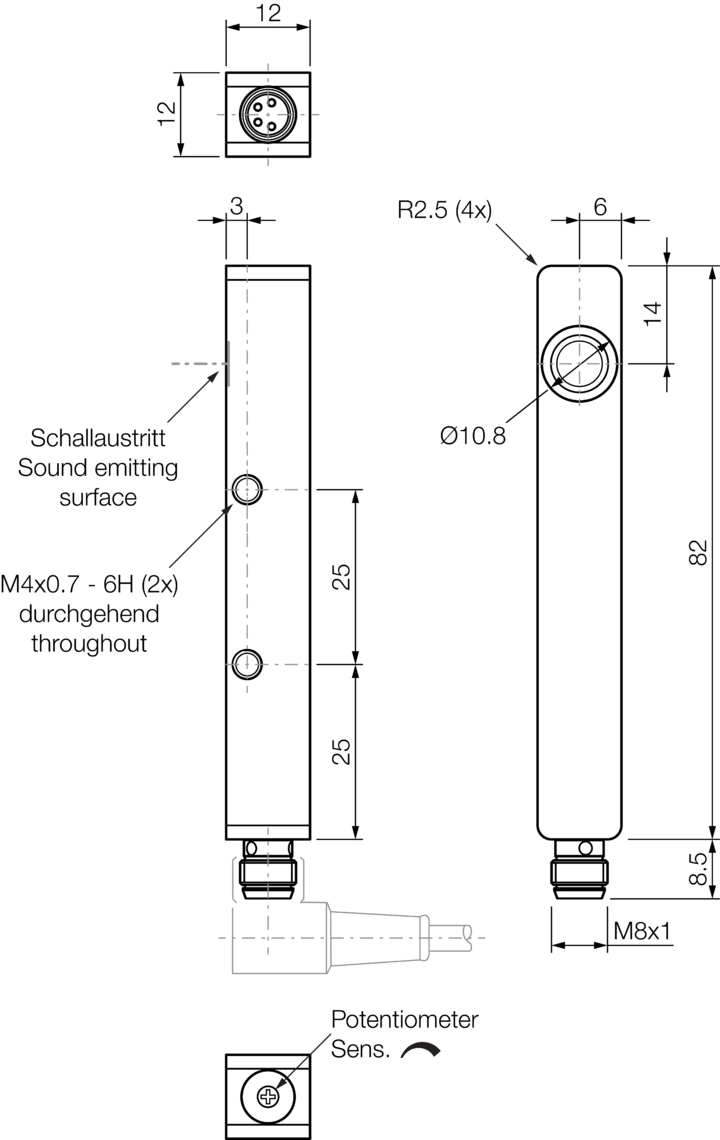 漫反射/镜反射超声波传感器 US-Q12