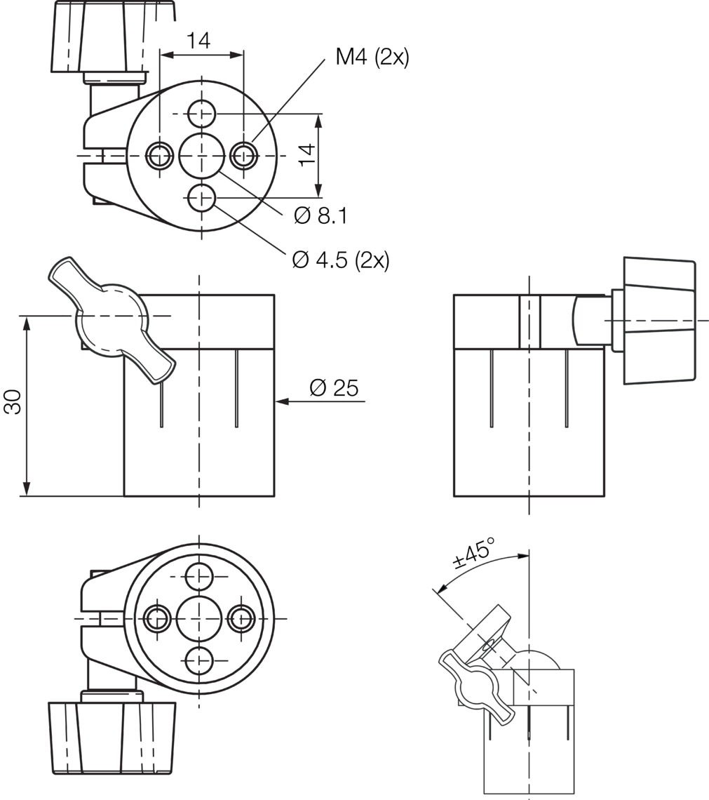Kugelgelenkhalterung Z-UBT-KU-MS Montagesystem