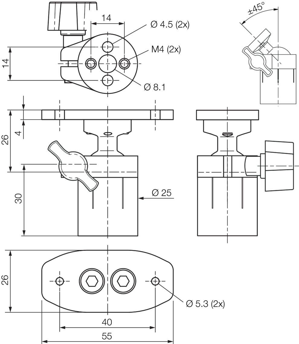 球关节支架 Z-UBT-KU-MS 安装系统
