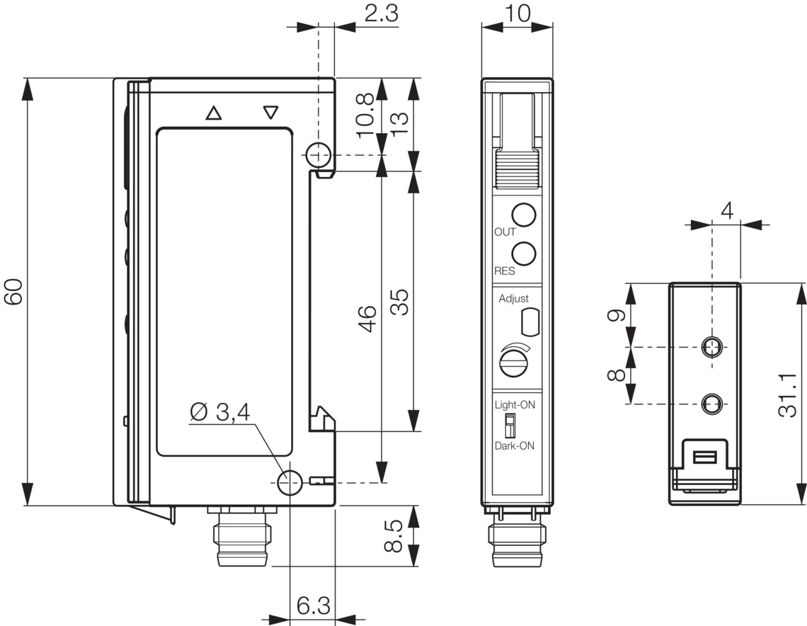 Détecteurs à fibres optiques en plastique Amplificateurs OLV-K